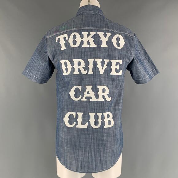 TOKYO DRIVE CAR CLUB Size S Blue Polyester Cotton Logo Short Sleeve Casual Top - Picture 4 of 6